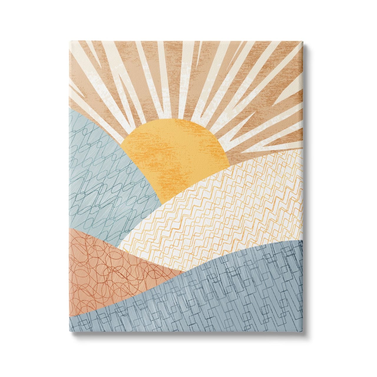 Stupell Industries Kids' Bold Sun Sunrise Rolling Hills Abstract Patterns Canvas Wall Art